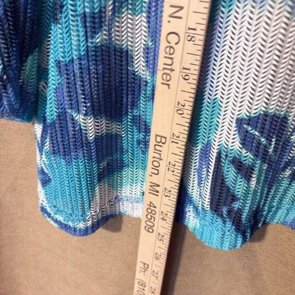 Alfred Dunner Blue & Teal Floral Open Cardigan - Picture 7 of 7